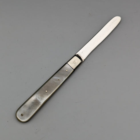 1914年 英国アンティーク 白蝶貝ハンドル 純銀ブレード ペンナイフ Henry Williamson